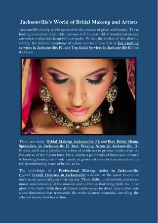 Jacksonvilles World of Bridal Makeup and Artists