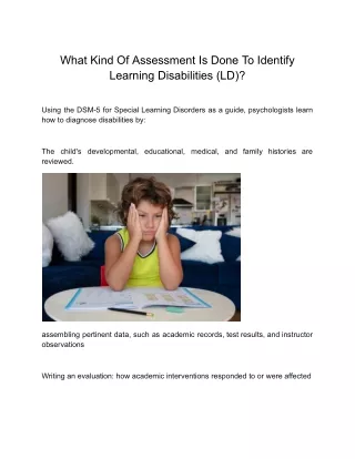 What Kind Of Assessment Is Done To Identify Learning Disabilities (LD)_