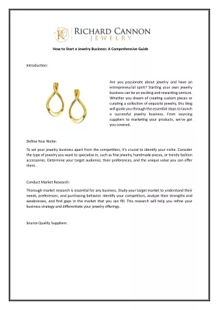 How to Start a Jewelry Business A Comprehensive Guide