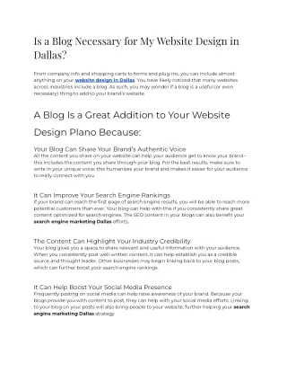 2023 - Is a Blog Necessary for My Website Design in Dallas