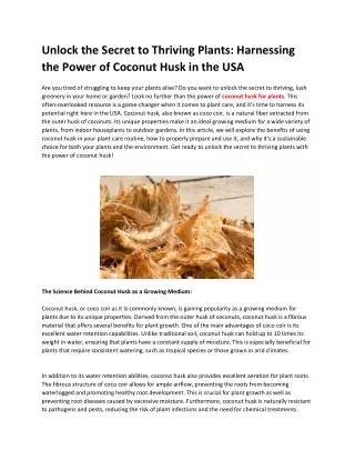 coconut husk for plants | coconut husk chips - Plantbest