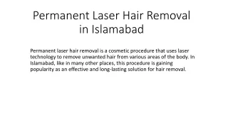 Permanent Laser Hair Removal in Islamabad