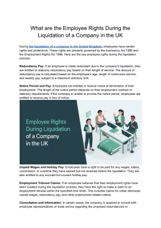 What are the Employee Rights During the Liquidation of a Company in the UK