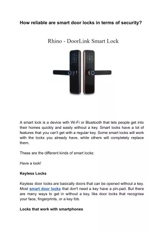 How reliable are smart door locks in terms of security