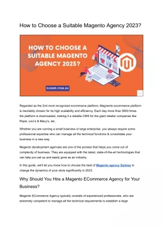 How to Choose a Suitable Magento Agency 2023