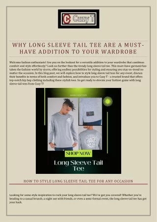 Why Long Sleeve Tail Tee are a Must-Have Addition to Your Wardrobe
