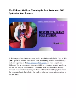 The Ultimate Guide to Choosing the Best Restaurant POS System for Your Business