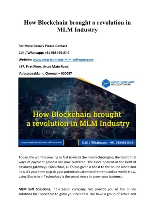 How Blockchain brought a revolution in MLM Industry