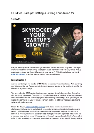 CRM for Startups_ Setting a Strong Foundation for Growth