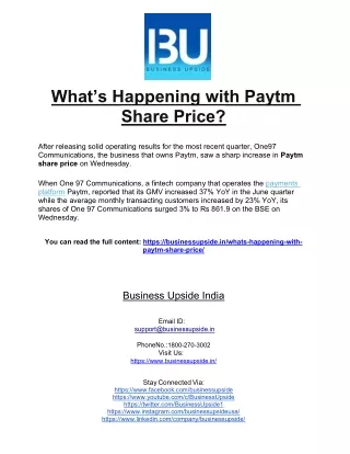 What’s Happening with Paytm Share Price