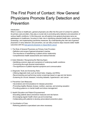 The First Point of Contact_ How General Physicians Promote Early Detection and Prevention