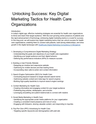 Unlocking Success_ Key Digital Marketing Tactics for Health Care Organizations