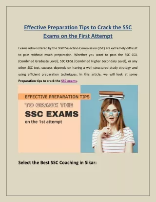 Effective Preparation Tips to Crack the SSC Exams on the First Attempt