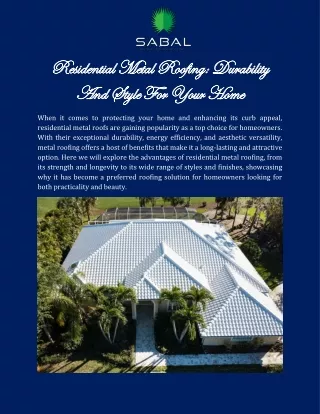 Best Residential Metal Roofing Company in Cape Coral | Sabal Construction LLC