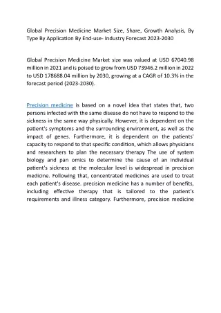 Global Precision Medicine Market Size