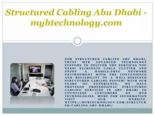 Structured Cabling Abu Dhabi - mybtechnology.com