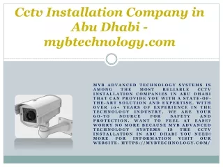 Cctv Installation Company in Abu Dhabi - mybtechnology.com