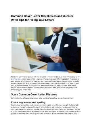 Teaching Jobs | Common Cover Letter Mistakes While Applying For Teaching Jobs