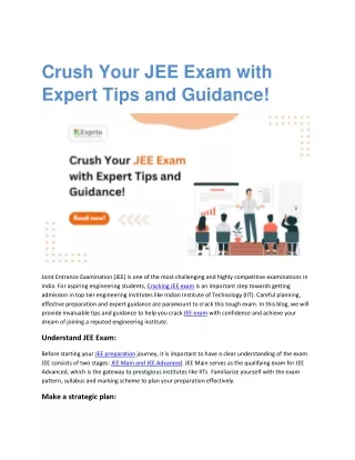 Crush Your JEE Exam with Expert Tips and Guidance!