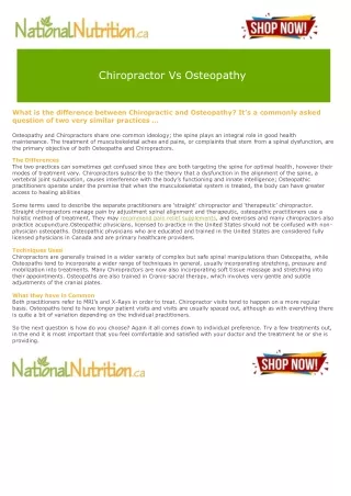 Chiropractor Vs Osteopathy