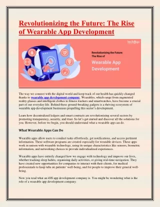 Revolutionizing the Future-The Rise of Wearable App Development