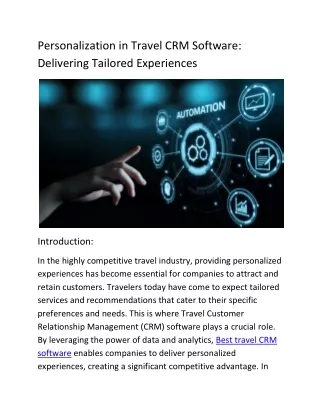 Personalization in Travel CRM Software Delivering Tailored Experiences