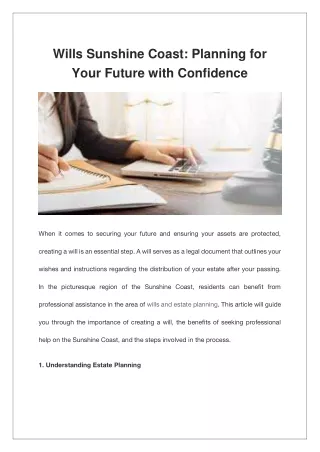 Wills Sunshine Coast Planning for Your Future with Confidence