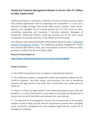 Intellectual Property Management Market to Garner USD 37.7 Billion by 2032