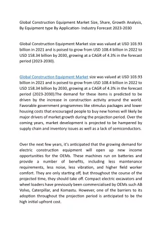 Global Construction Equipment Market Size