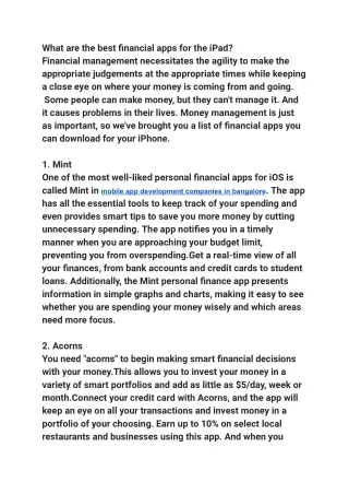 What are the best financial apps for the iPad_