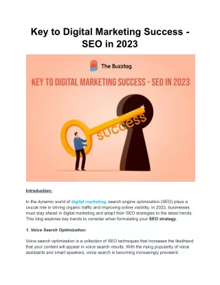 Key to Digital Marketing Success - SEO in 2023