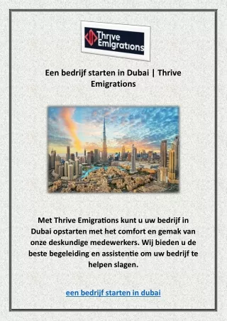 Een bedrijf starten in Dubai | Thrive Emigrations