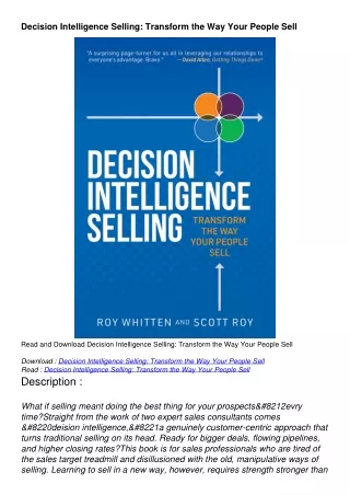 Download Decision Intelligence Selling: Transform the Way Your People Sell