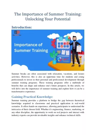 The Importance of Summer Training