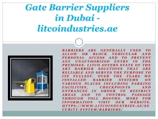 Gate Barrier Suppliers in Dubai - litcoindustries.ae