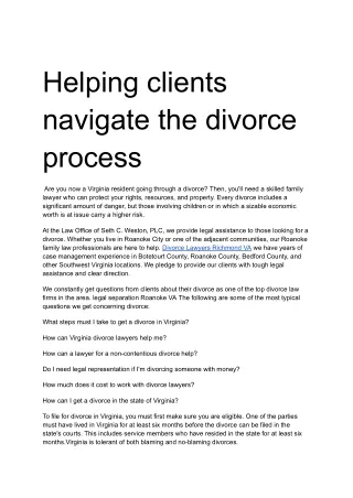 Helping clients navigate the divorce process