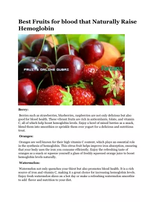 Best Fruits for blood that Naturally Raise Hemoglobin