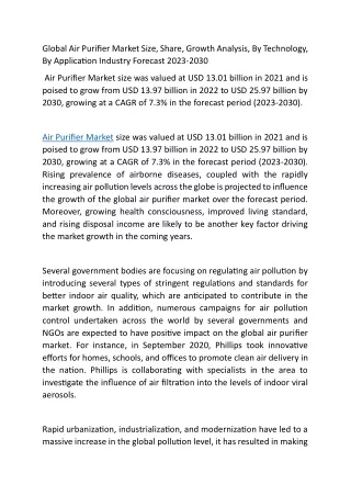 Global Air Purifier Market Size