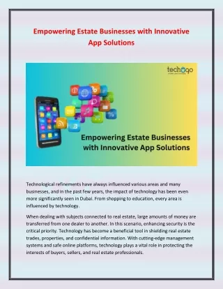 Empowering Estate Businesses with Innovative App Solutions