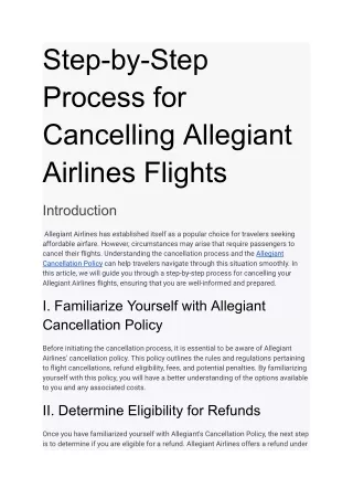 Step-by-Step Process for Cancelling Allegiant Airlines Flights
