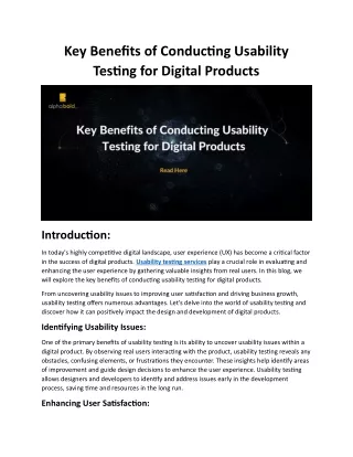 Key Benefits of Conducting Usability Testing for Digital Products