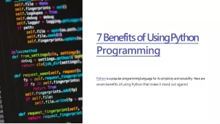 7 Benefits of Using Python Programming Language