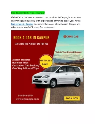 Hire Taxi Rental Service in Kanpur