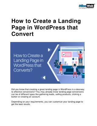 How to Create a Landing Page in WordPress that Convert?