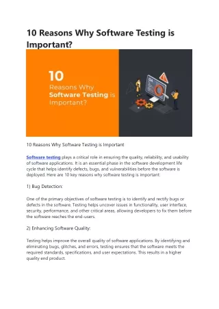 10 Reasons Why Software Testing is Important