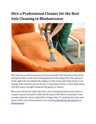 Hire a Professional Cleaner for Best Sofa Cleaning
