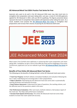 JEE Advanced Mock Test 2024