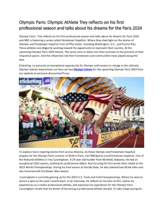 Olympic Paris  Olympic Athlete Trey reflects on his first professional season and talks about his dreams for the Paris 2