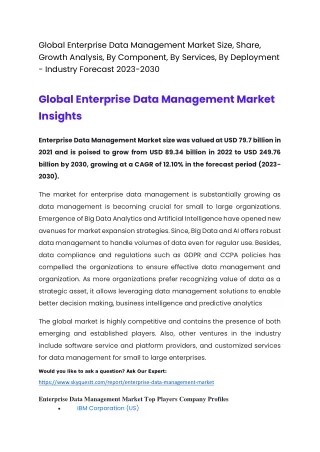 Global Enterprise Data Management Market