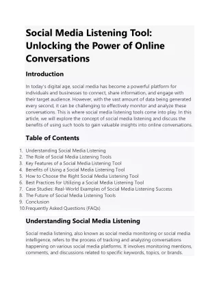 Social Media Listening Tool- Unlocking the Power of Online Conversations